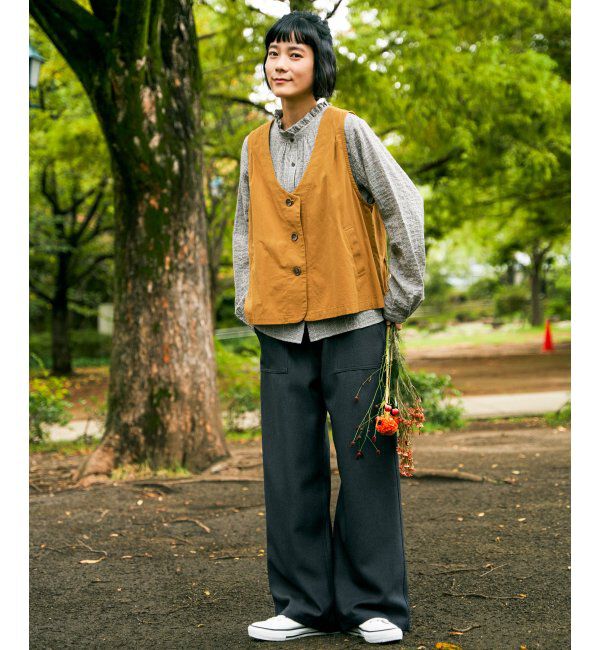 Lbc with Life「エクリュ パッカリング深Vベスト」|ダウンベスト・ベスト|