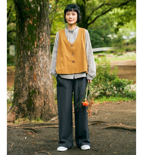 Lbc with Life「エクリュ パッカリング深Vベスト」|ダウンベスト・ベスト|