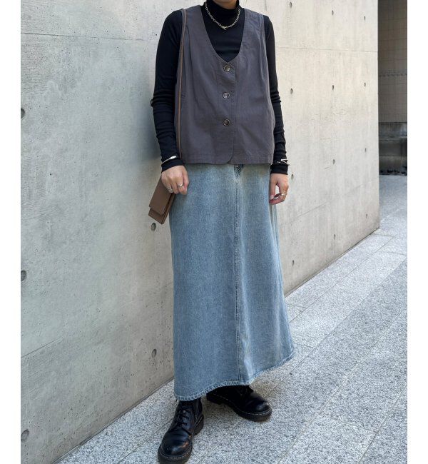 Lbc with Life「エクリュ パッカリング深Vベスト」|ダウンベスト・ベスト|