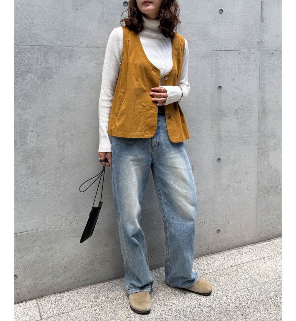 Lbc with Life「エクリュ パッカリング深Vベスト」|ダウンベスト・ベスト|