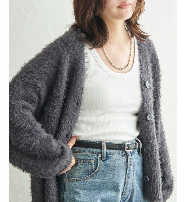 VENCE share style「3.5Gシャギーカーディガン」|カーディガン|チャコール