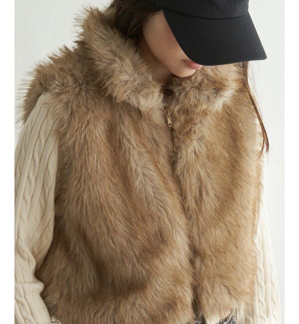 VENCE share style「フェイクファーショート丈ジレ」|その他|ソノタ