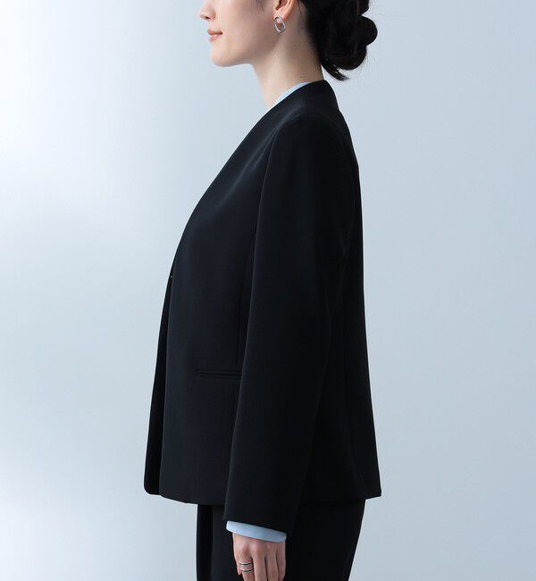 Demi-Luxe BEAMS 「トリアセ カラーレスジャケット＊」|ノーカラージャケット|