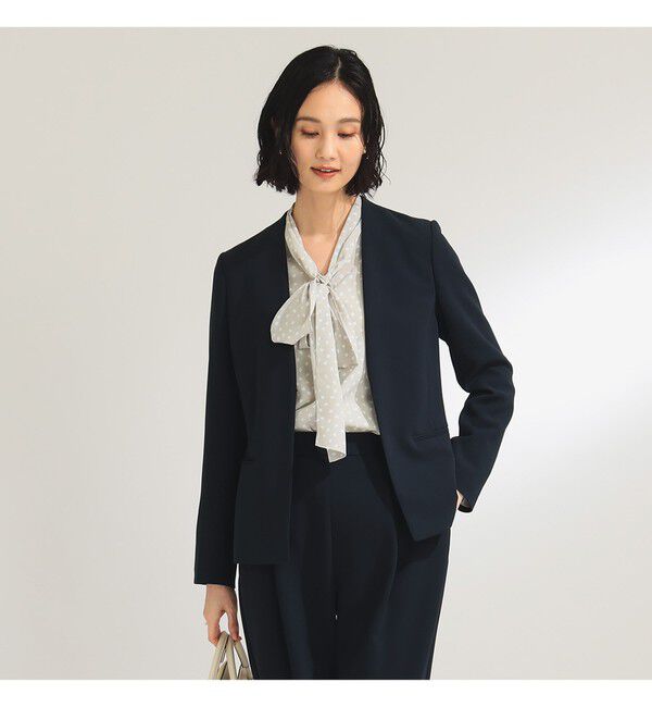 Demi-Luxe BEAMS 「トリアセ カラーレスジャケット＊」|ノーカラージャケット|