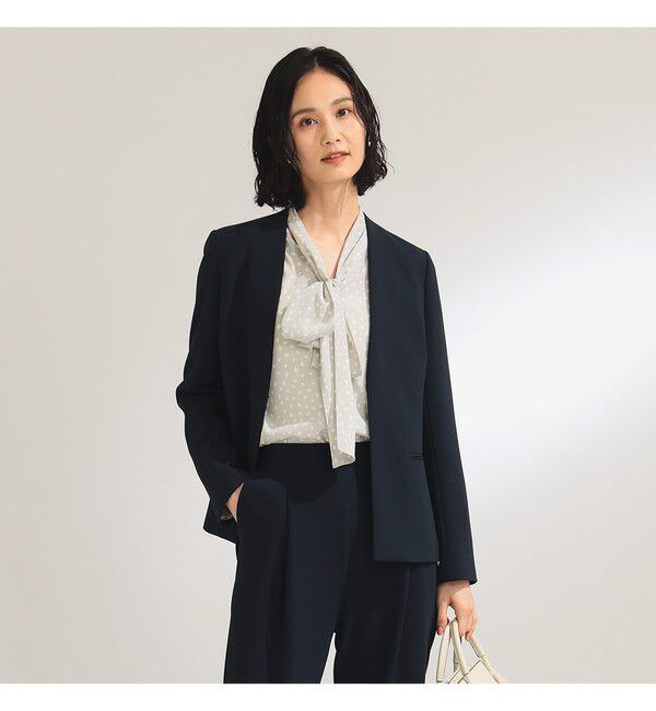 Demi-Luxe BEAMS 「トリアセ カラーレスジャケット＊」|ノーカラージャケット|