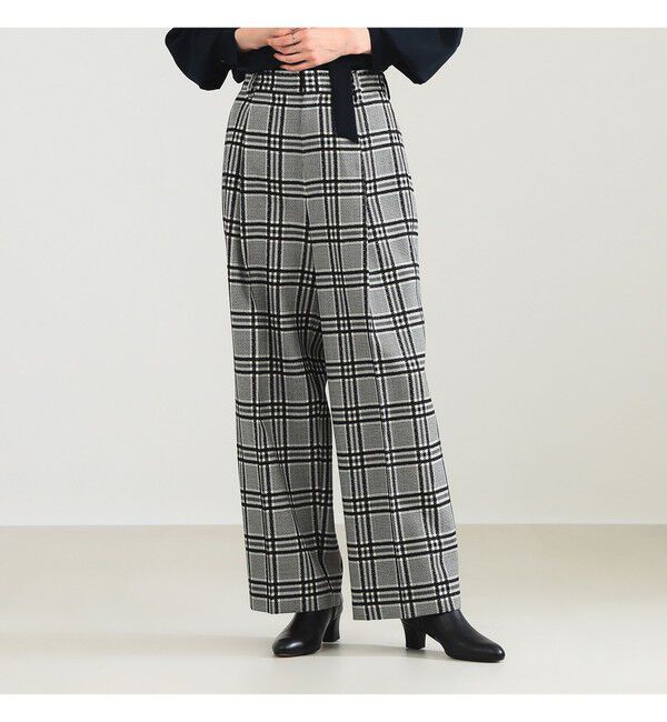 Demi-Luxe BEAMS 「AK+1 / 1タック ウール ワイドパンツ」|チノ|GLEN_CHECK
