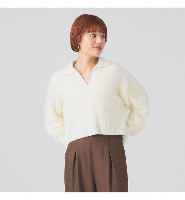 Ray BEAMS 「フェザー シャギー スキッパー ニット」|ニット・セーター|OFF WHTE