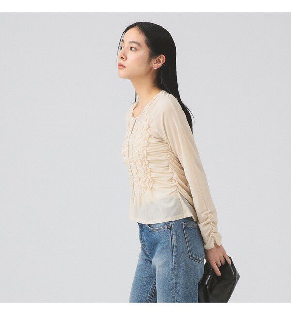 Ray BEAMS 「シャーリング ギャザー カーディガン」|カーディガン|BEIGE