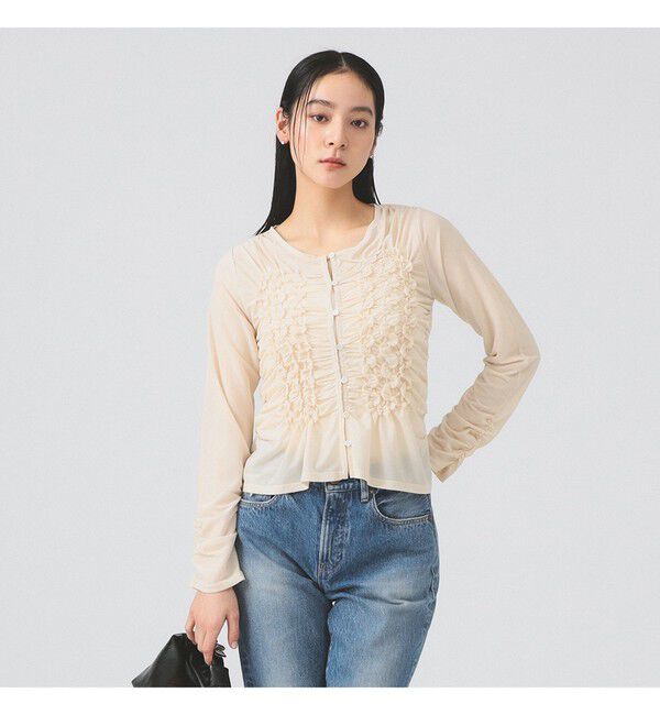 Ray BEAMS 「シャーリング ギャザー カーディガン」|カーディガン|