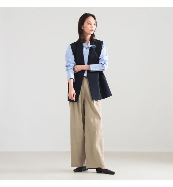 Demi-Luxe BEAMS 「	ラペルレス 2ボタン ジレ」|ダウン|