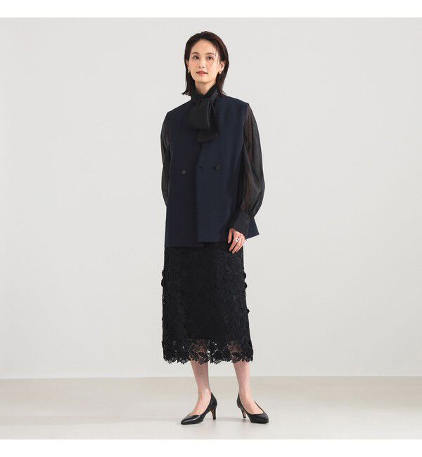 Demi-Luxe BEAMS 「	ラペルレス 2ボタン ジレ」|ダウン|