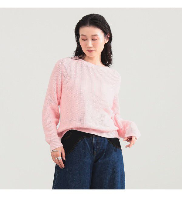Demi-Luxe BEAMS 「5ゲージ コットン 畦編み プルオーバー」|ニット・セーター|PINK