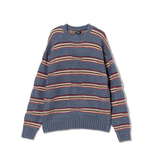 BEAMS「3ゲージ リンクス マルチボーダー クルーネック ニット」|ニット・セーター|SLATE