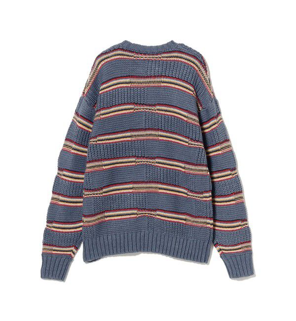 BEAMS「3ゲージ リンクス マルチボーダー クルーネック ニット」|ニット・セーター|