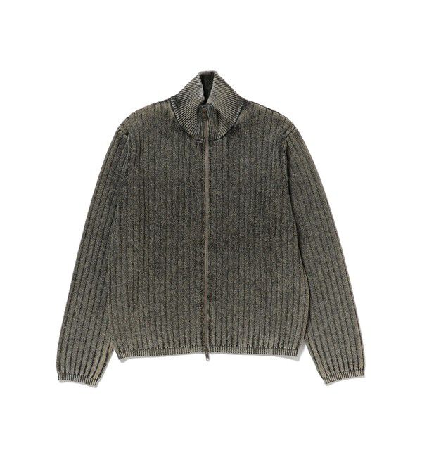 BEAMS「リラックスフィット フェード スタンド フルジップ ニット」|ニット・セーター|BLACK