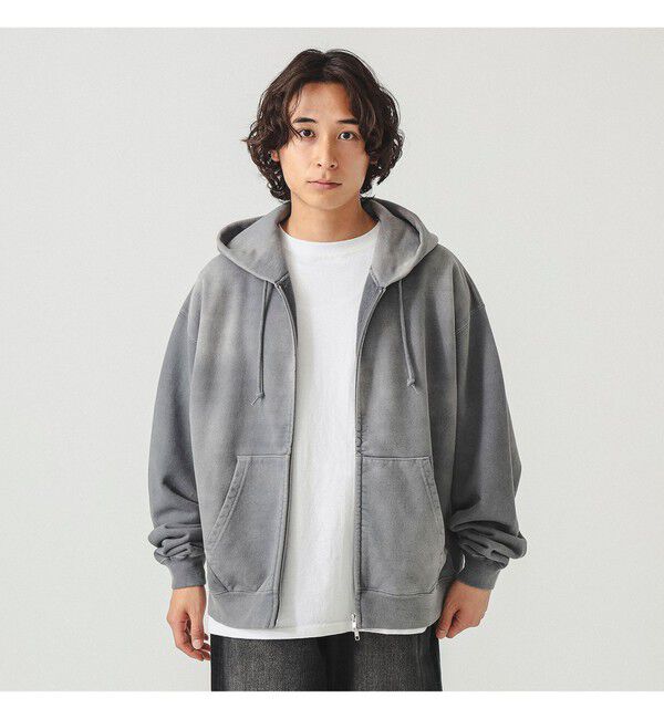 BEAMS「ワイドショートフィット フェード フルジップ フーディー」|スウェット・ジャージ|
