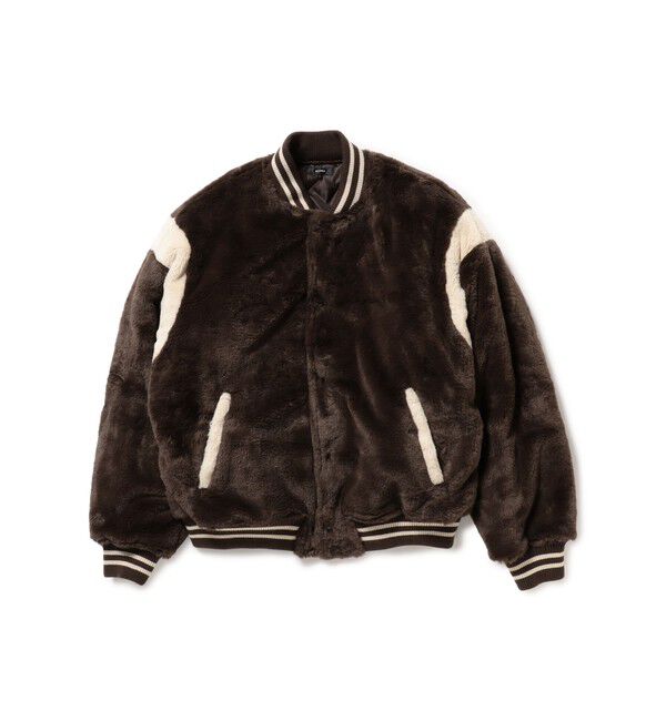 BEAMS「ワイドフィット フェイクファー バーシティ ジャケット」|ブルゾン・スタジャン|