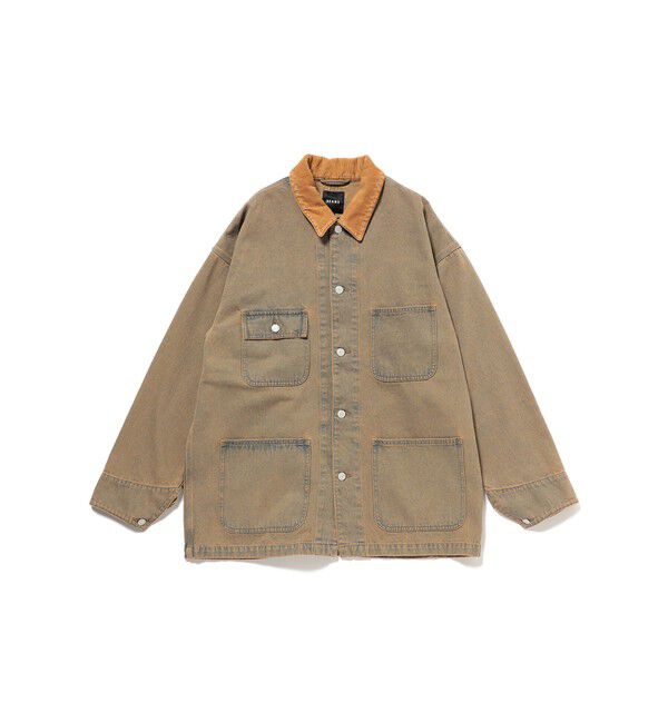 BEAMS「フェード デニム ルーズ カバーオールジャケット」|ブルゾン・スタジャン|FADE_BEIGE