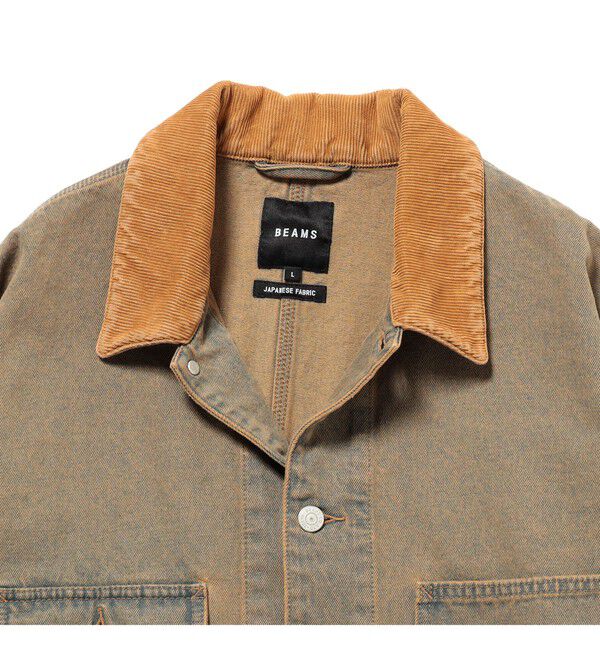 BEAMS「フェード デニム ルーズ カバーオールジャケット」|ブルゾン・スタジャン|