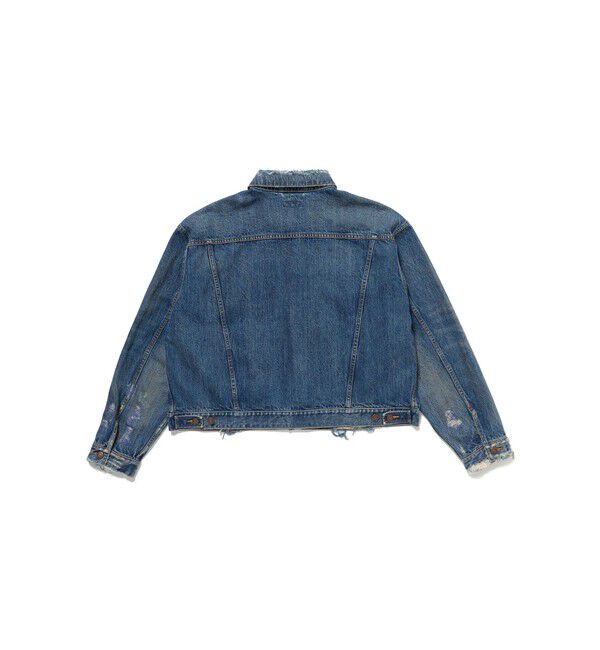 BEAMS「ワイドショート ダメージ デニム ジャケット」|ブルゾン・スタジャン|