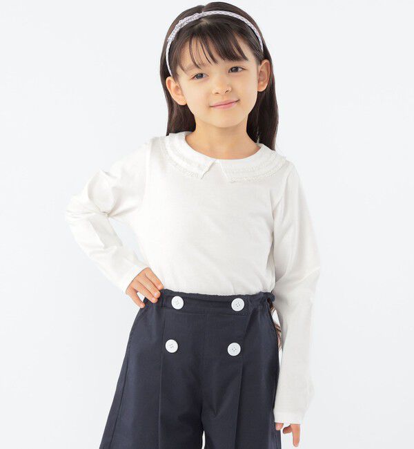SHIPS KIDS「SHIPS KIDS:100～130cm / レース カラー 長袖 TEE」|Tシャツ・カットソー|