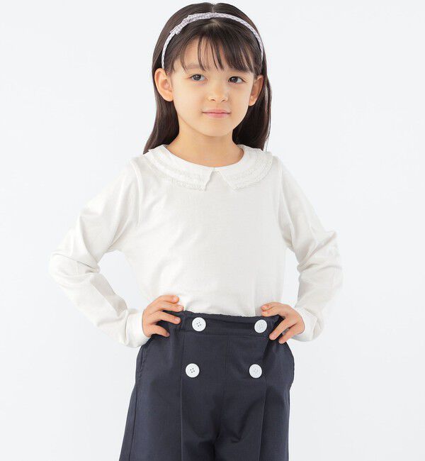 SHIPS KIDS「SHIPS KIDS:100～130cm / レース カラー 長袖 TEE」|Tシャツ・カットソー|