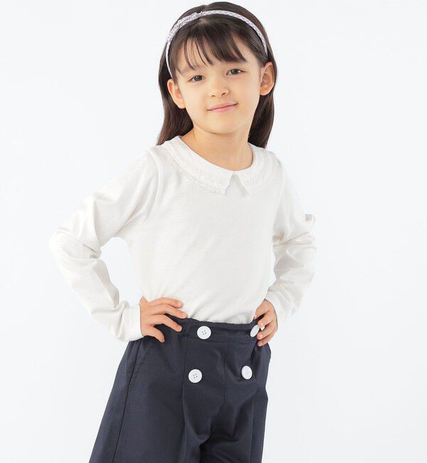 SHIPS KIDS「SHIPS KIDS:100～130cm / レース カラー 長袖 TEE」|Tシャツ・カットソー|