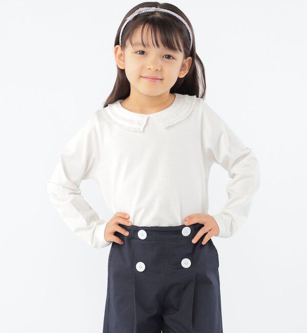 SHIPS KIDS「SHIPS KIDS:100～130cm / レース カラー 長袖 TEE」|Tシャツ・カットソー|