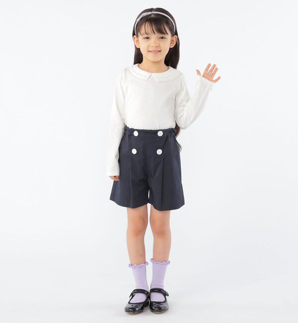 SHIPS KIDS「SHIPS KIDS:100～130cm / レース カラー 長袖 TEE」|Tシャツ・カットソー|