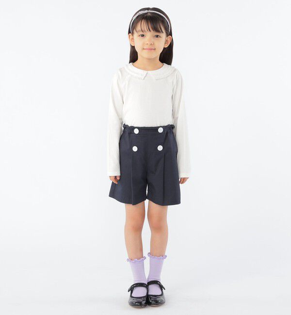 SHIPS KIDS「SHIPS KIDS:100～130cm / レース カラー 長袖 TEE」|Tシャツ・カットソー|