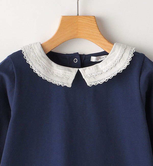 SHIPS KIDS「SHIPS KIDS:100～130cm / レース カラー 長袖 TEE」|Tシャツ・カットソー|