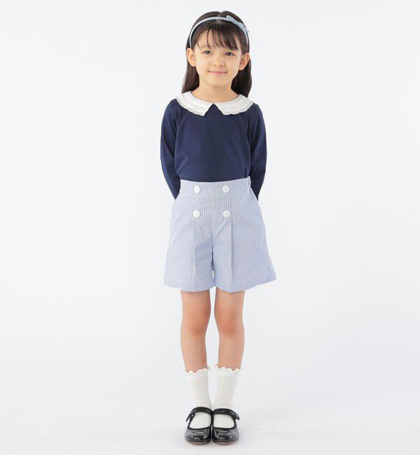 SHIPS KIDS「SHIPS KIDS:100～130cm / レース カラー 長袖 TEE」|Tシャツ・カットソー|