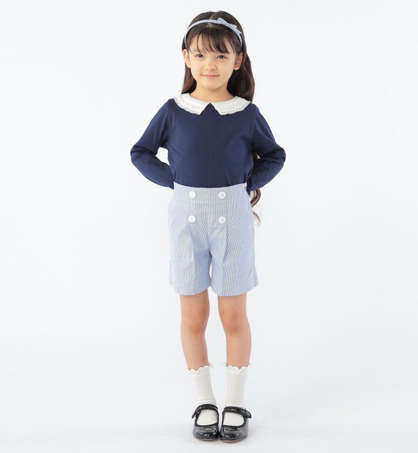SHIPS KIDS「SHIPS KIDS:100～130cm / レース カラー 長袖 TEE」|Tシャツ・カットソー|