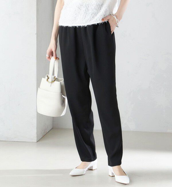 SHIPS for women「〈手洗い可能〉トリアセテート ドロスト  テーパード パンツ」|その他|ブラック