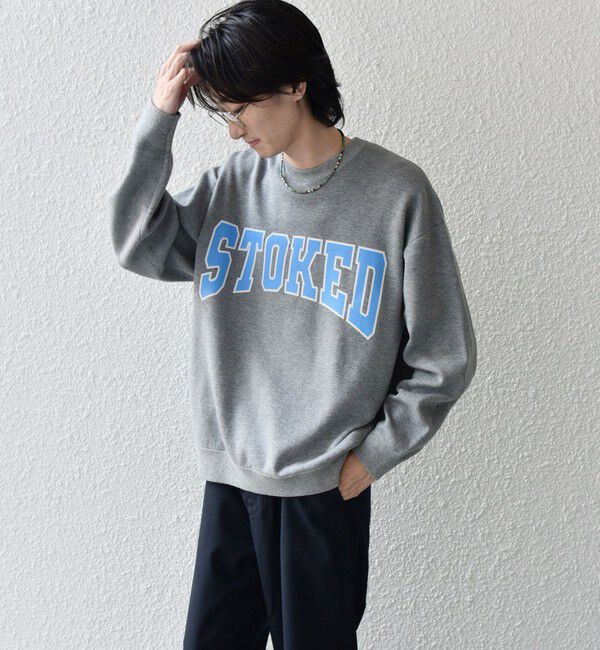 SHIPS any「【WEB限定】SHIPS any: 〈手洗い可能〉スウェット ライク カレッジ ロゴ クルーネック ニット◇」|スウェット・ジャージ|グレー