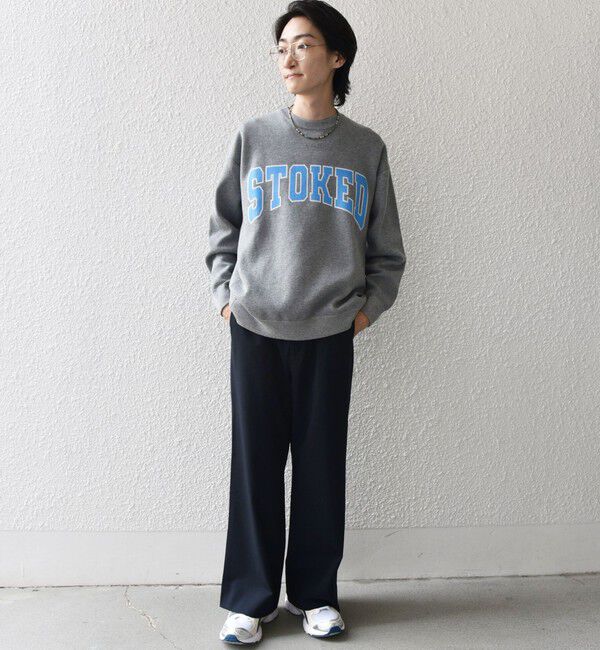 SHIPS any「【WEB限定】SHIPS any: 〈手洗い可能〉スウェット ライク カレッジ ロゴ クルーネック ニット◇」|スウェット・ジャージ|