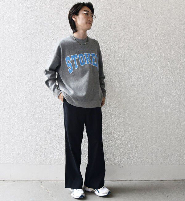 SHIPS any「【WEB限定】SHIPS any: 〈手洗い可能〉スウェット ライク カレッジ ロゴ クルーネック ニット◇」|スウェット・ジャージ|