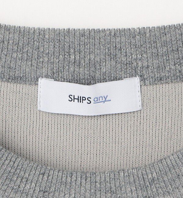 SHIPS any「【WEB限定】SHIPS any: 〈手洗い可能〉スウェット ライク カレッジ ロゴ クルーネック ニット◇」|スウェット・ジャージ|