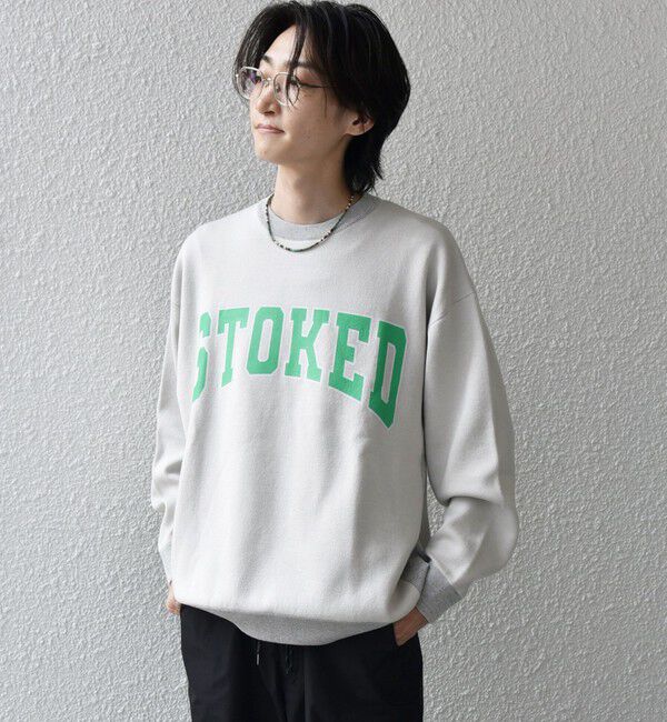 SHIPS any「【WEB限定】SHIPS any: 〈手洗い可能〉スウェット ライク カレッジ ロゴ クルーネック ニット◇」|スウェット・ジャージ|