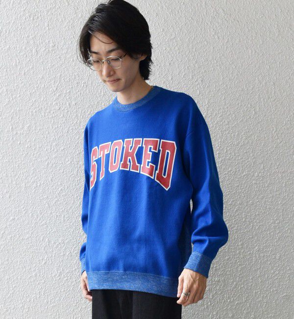 SHIPS any「【WEB限定】SHIPS any: 〈手洗い可能〉スウェット ライク カレッジ ロゴ クルーネック ニット◇」|スウェット・ジャージ|