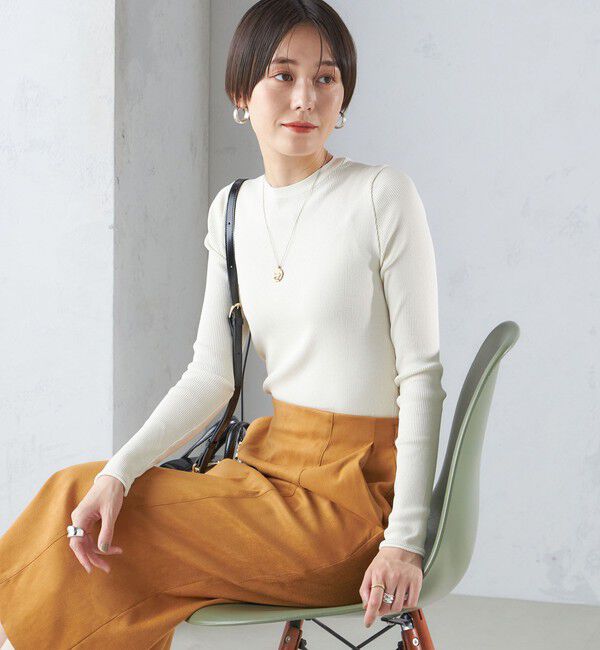 SHIPS for women「〈手洗い可能〉レーヨン ポリ リブ クルーネック プルオーバー」|ニット・セーター|