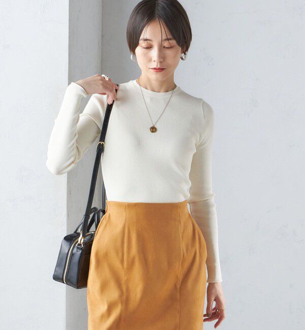 SHIPS for women「〈手洗い可能〉レーヨン ポリ リブ クルーネック プルオーバー」|ニット・セーター|
