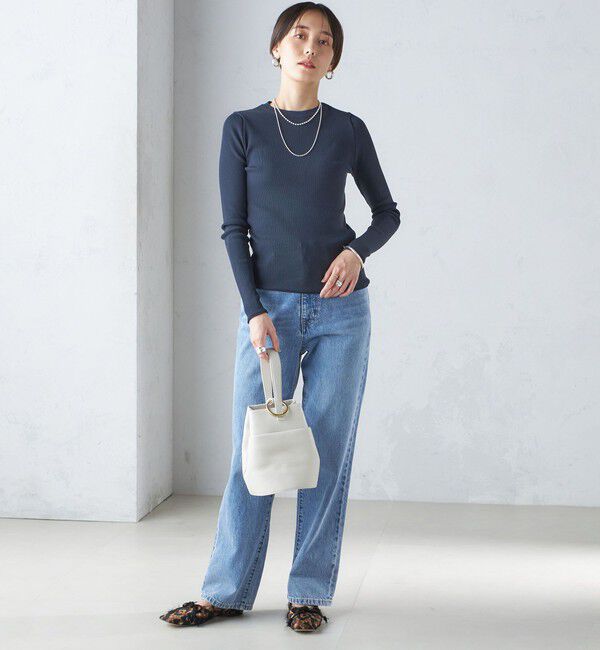 SHIPS for women「〈手洗い可能〉レーヨン ポリ リブ クルーネック プルオーバー」|ニット・セーター|