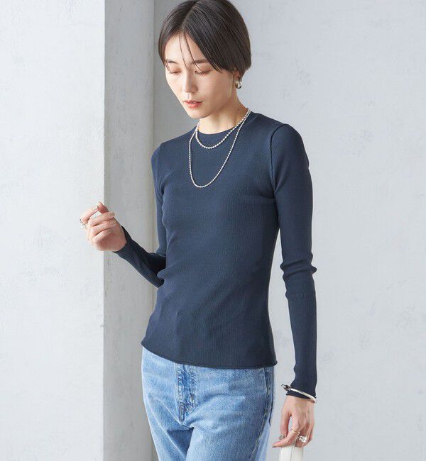 SHIPS for women「〈手洗い可能〉レーヨン ポリ リブ クルーネック プルオーバー」|ニット・セーター|