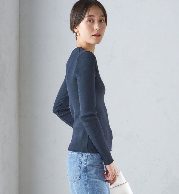 SHIPS for women「〈手洗い可能〉レーヨン ポリ リブ クルーネック プルオーバー」|ニット・セーター|