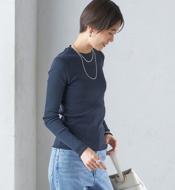 SHIPS for women「〈手洗い可能〉レーヨン ポリ リブ クルーネック プルオーバー」|ニット・セーター|