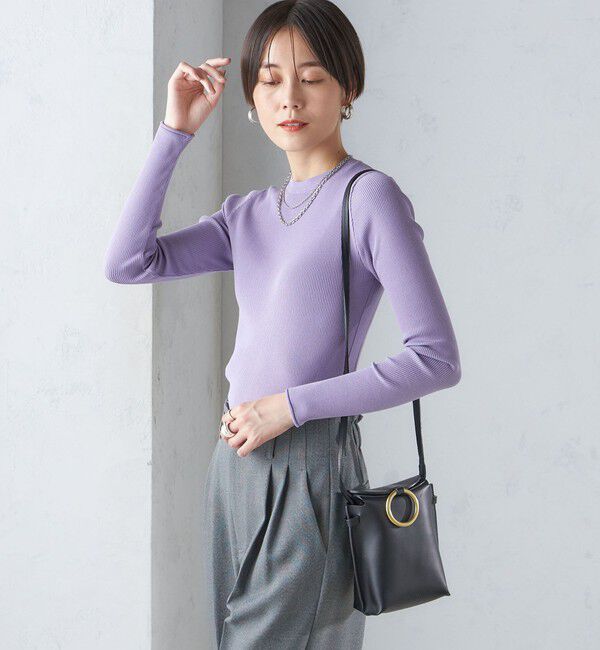 SHIPS for women「〈手洗い可能〉レーヨン ポリ リブ クルーネック プルオーバー」|ニット・セーター|