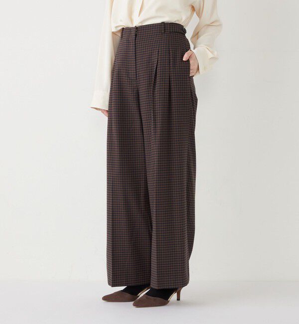 SHIPS Colors 「SHIPS Colors:〈手洗い可能〉 起毛 チェック サイドボタン ワイドパンツ」|その他|