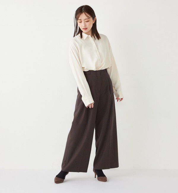 SHIPS Colors 「SHIPS Colors:〈手洗い可能〉 起毛 チェック サイドボタン ワイドパンツ」|その他|
