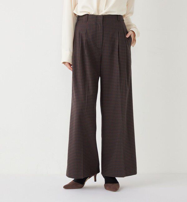 SHIPS Colors 「SHIPS Colors:〈手洗い可能〉 起毛 チェック サイドボタン ワイドパンツ」|その他|